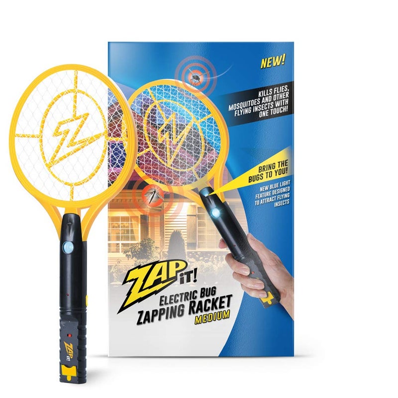 ZAP IT! Bug Zapper Rechargeable Bug Zapper Racket W/ Blue Light Attractant, 4,000 Volt, USB Charging Cable - Image 1